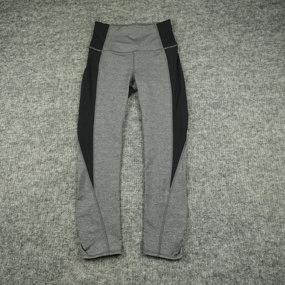 Lululemon Legging Womens 4 Gray Black On Your Mark Crop 23'' Running Gym W6ANHS